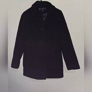 Kenneth Cole Reaction Wool Blend Black Button-Up Coat Size 8
